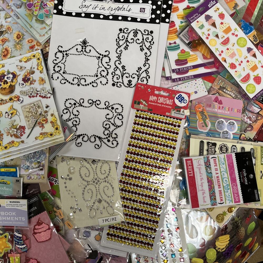 Scrapbooking Stickers Huge Lot Rhinestones Puffy Dimensional 100 Packs - Picture 4 of 8